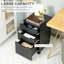 Armoire de bureau mobile à 3 tiroirs, support pour imprimante à roulettes noires, solution de rangement verticale, grande capacité pour la papeterie, tiroirs coulissants, 2 verrouillables, se range sous le classeur