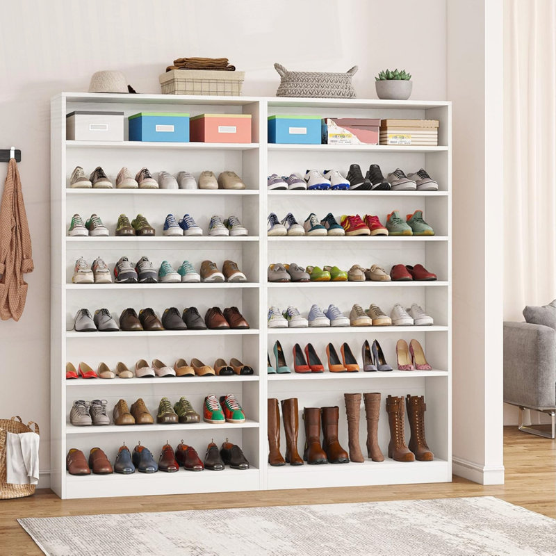 31.49" Width White Shoe Cabinet, White