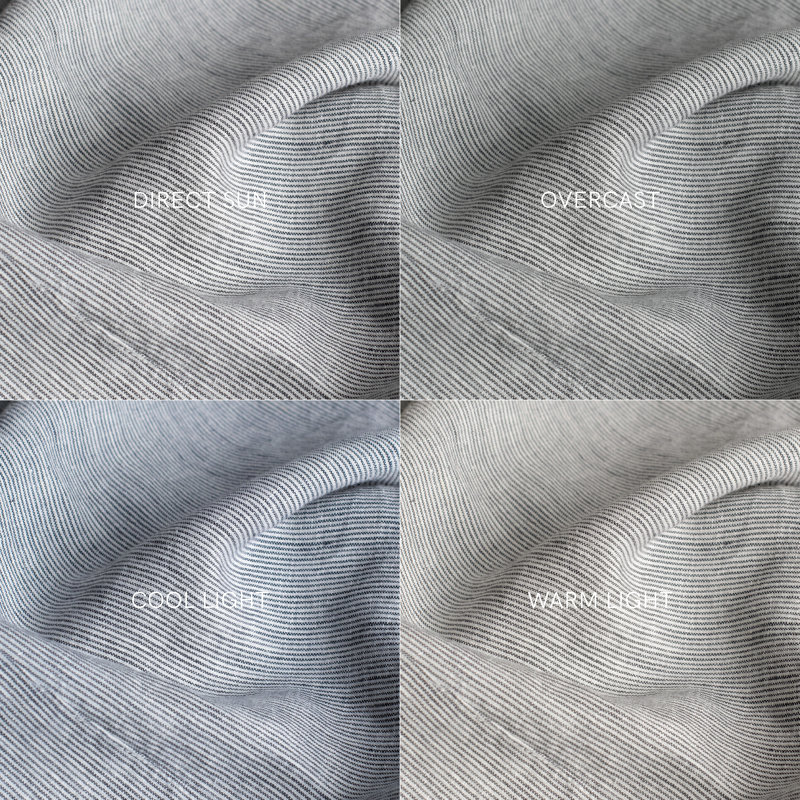 100% French Linen Pillowcase Set, Shadow Pinstripe, Standard Pillowcase