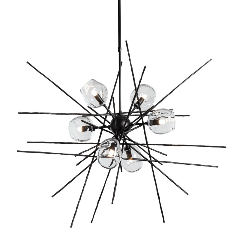 Griffin 6 - Light Chandelier, Clear, 56.6" H x 39.2" W x 38.8" D, Black