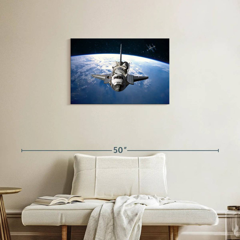 Oberle Space Shuttle Orbiting Earth, 20" H x 30" W