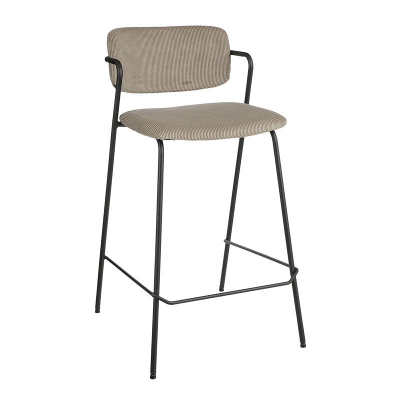 Manzanola Upholstered Counter Stool with Metal Frame, Grey