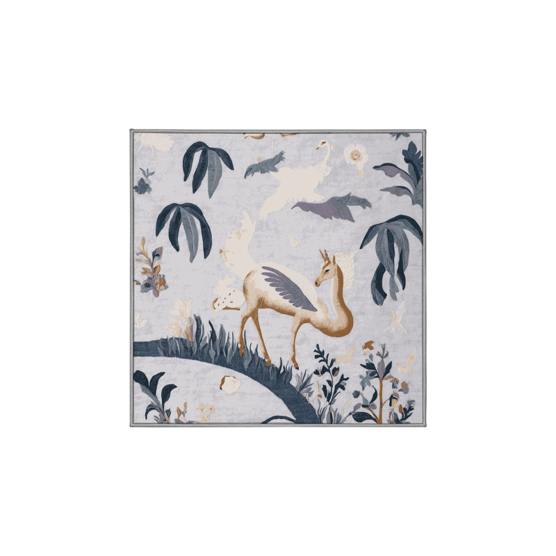 Tapis beige lavable à la machine, Carré 6 pi