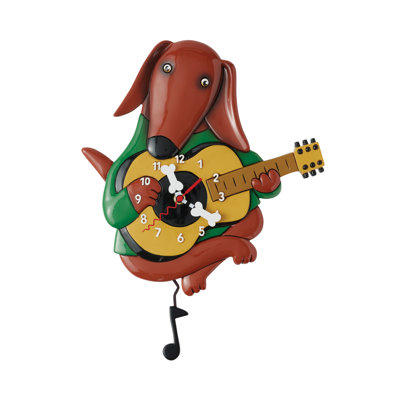 Allen Designs Barkoustique chien jouant de la guitare horloge murale 12,2 pouces