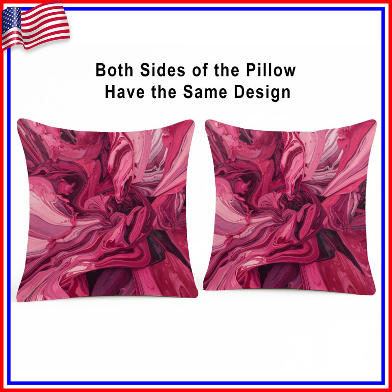 Coussins décoratifs Vibrant Pink Swirls, 16 x 16 pouces