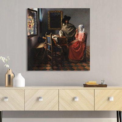 The Wine Glass by Johannes Vermeer - Wrapped Canvas Print