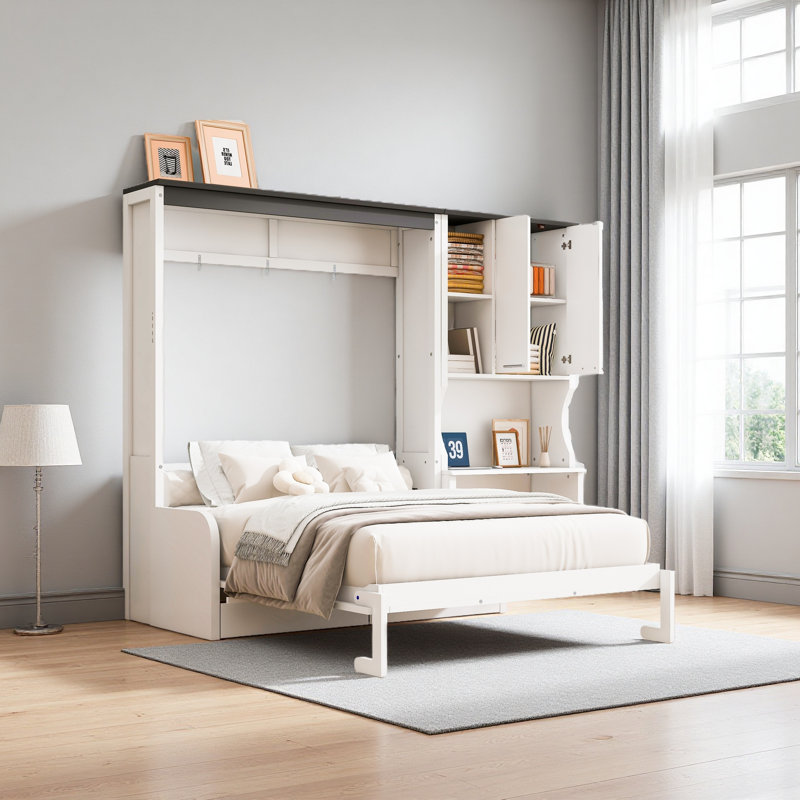 Multi-Functional Murphy Bed With Sofa, Desk, And Storage Cabinet – Space-Saving Foldable Design, Full