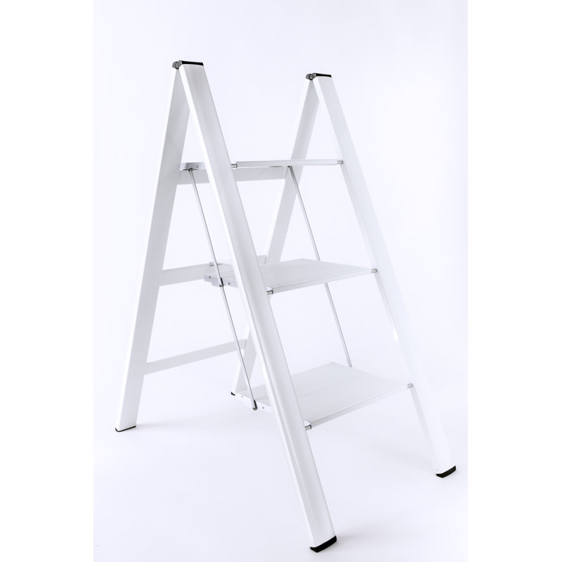 Escabeau léger pliant en aluminium à 3 marches Slim Step, Blanc