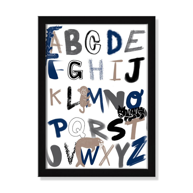 Critter Alphabet 1, impression sur papier, H 14 po x l 10 po x P 1,18 po, Encadré de boîte blanc