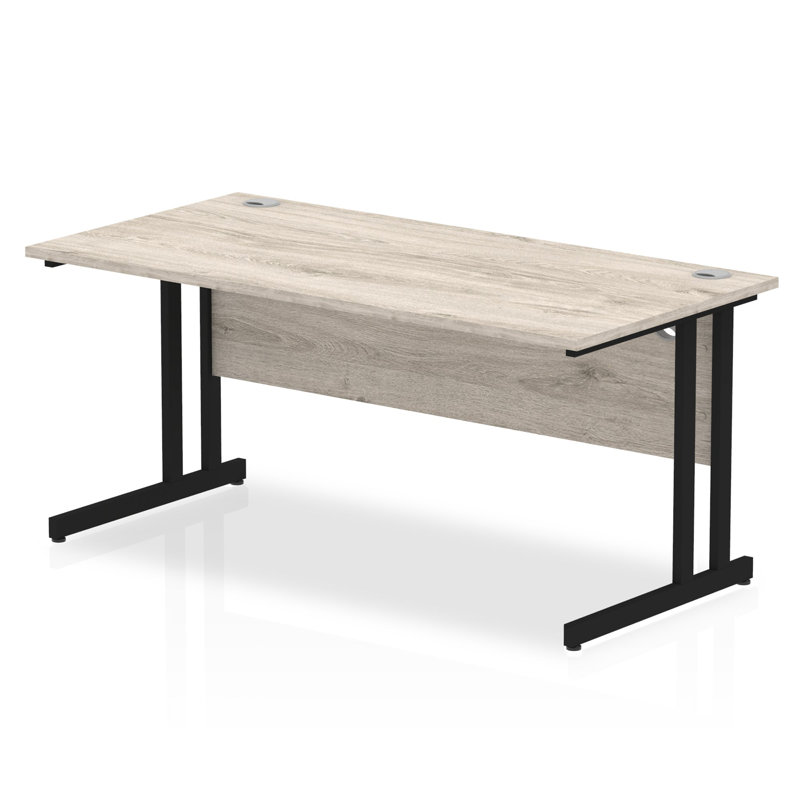 Impulse Metal Base Computer Desk, Black, Grey, 73cm H x 120cm W x 80cm D