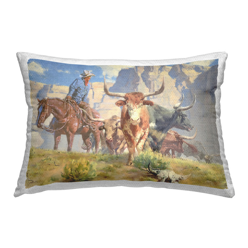 Coussin d'extérieur imprimé «Bétail» par Steve Hunziker