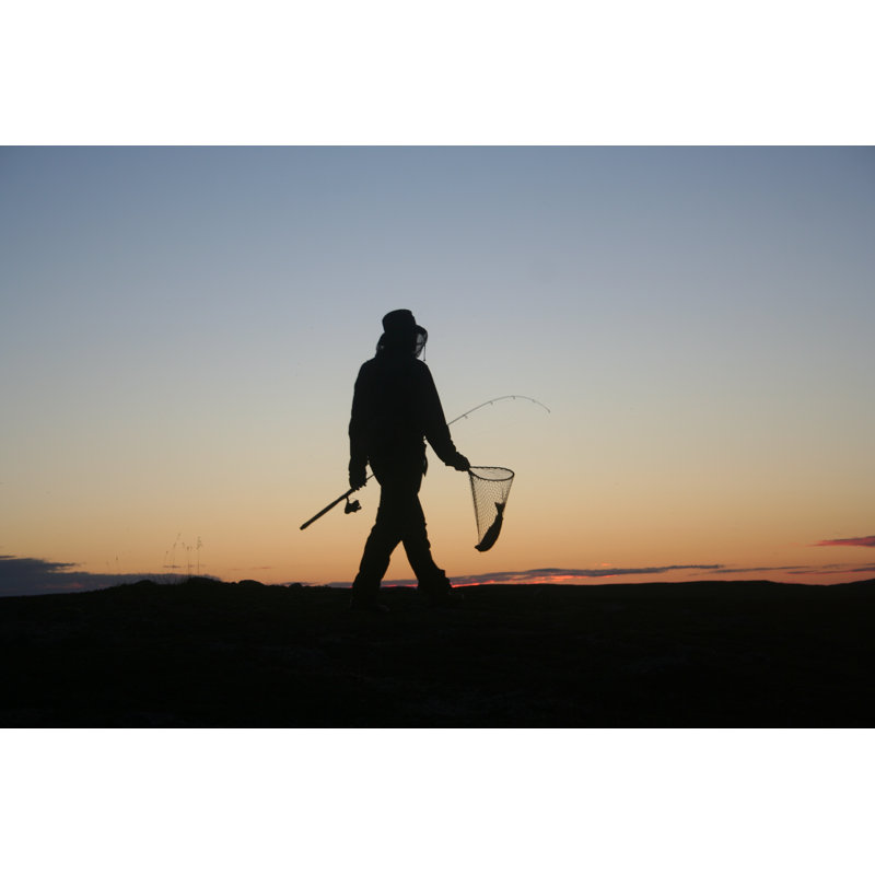 Fishingstory - Silhouette by Mortenklevis - Wrapped Canvas Print, 30cm H x 46cm W