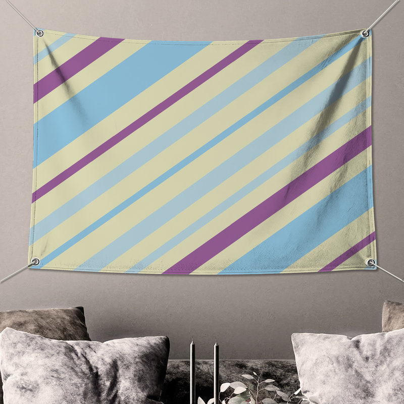 Tapisserie murale Diagonal Pastel Stripes, H 68 po x l 80 po avec 4 œillets