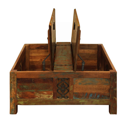  40" Brown Solid Wood Square Lift Top Solid Trunk Coffee Table – Transitional Lift-Top Storage