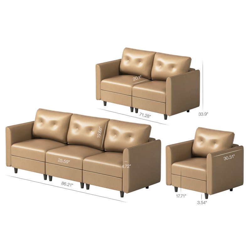 Tomario 3 - Piece Living Room Set