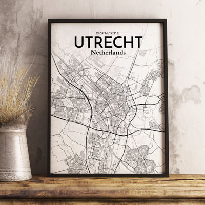 Utrecht City Map - No Frame Print
