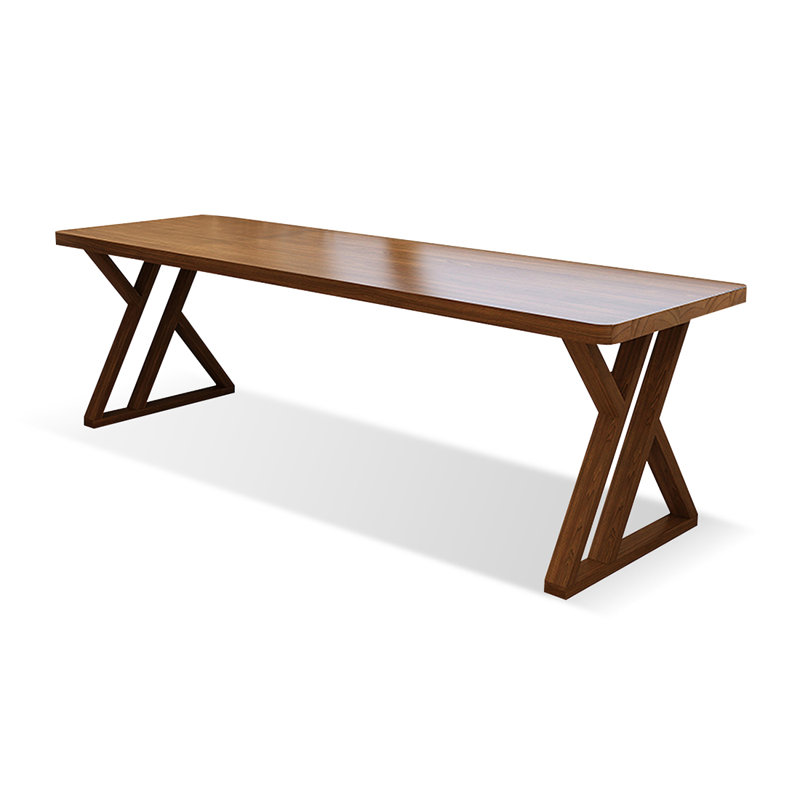 Bureau rectangulaire en bois massif brun noisette, H 29,53 po x l 86,61 po x P 27,56 po 