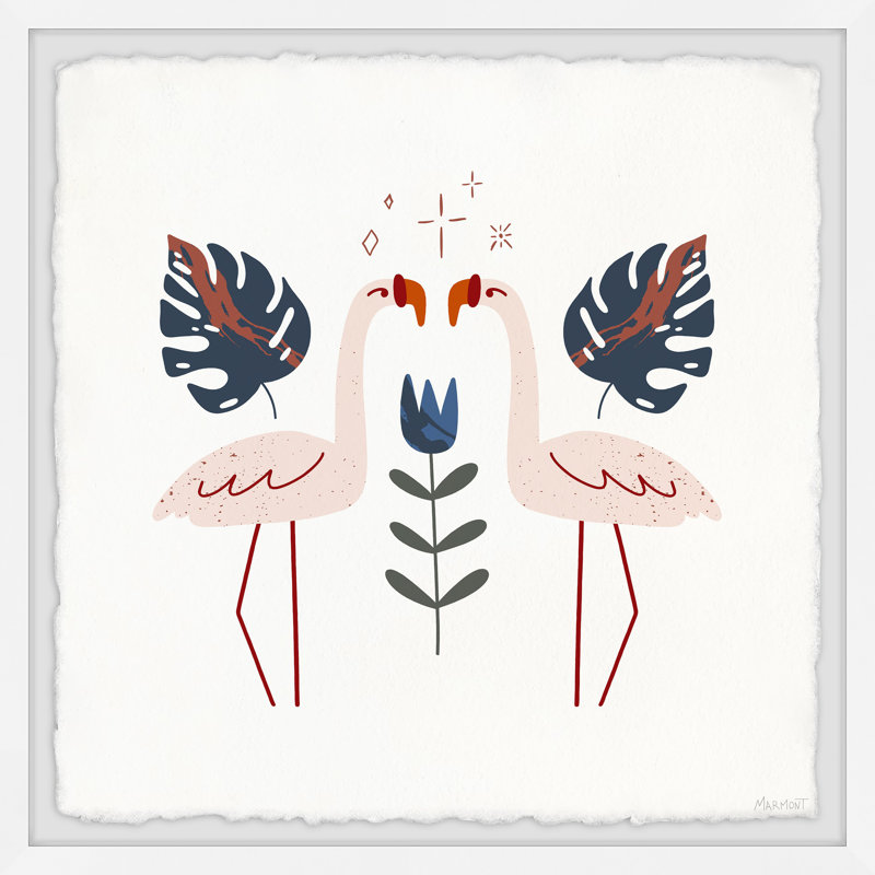 Flamingo Twin - Single Picture Frame Painting, 30cm H x 30cm W x 3.81cm D