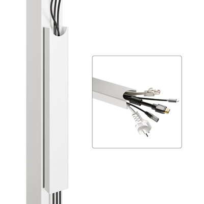 Goulotte magnétique Desktronic pour la gestion des câbles – Système de rangement de câbles en acier sans perçage pour bureaux assis-debout à structure métallique, blanc