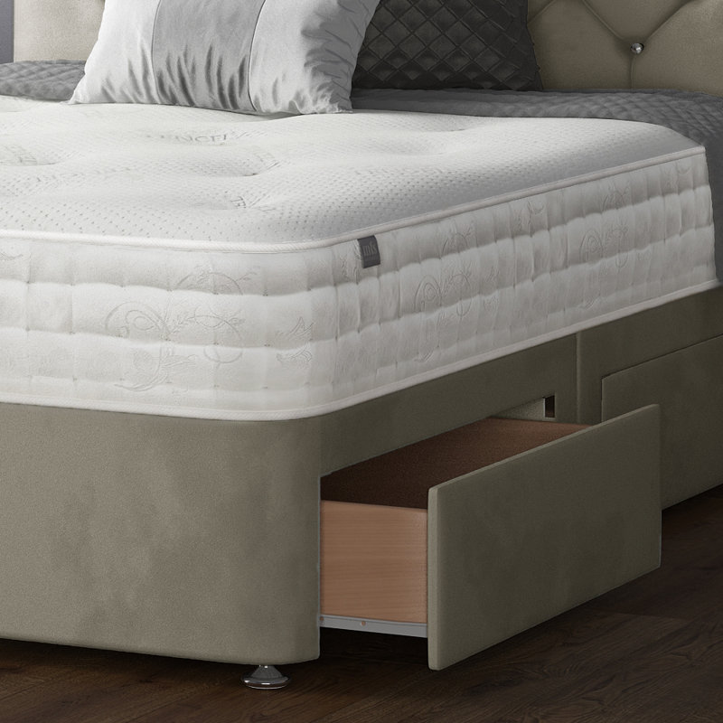 Hatmaker Divan Bed Base, Kingsize (5'), Coffee, 2 Foot-end Drawers