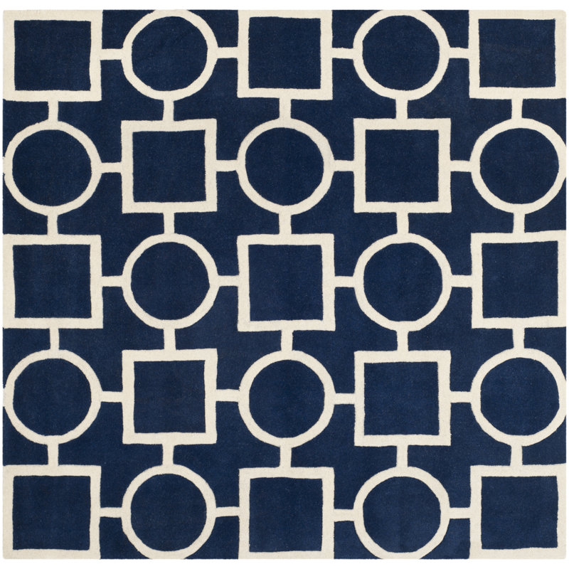 Teresita Hand Tufted Wool Geometric Rug, Square 7'
