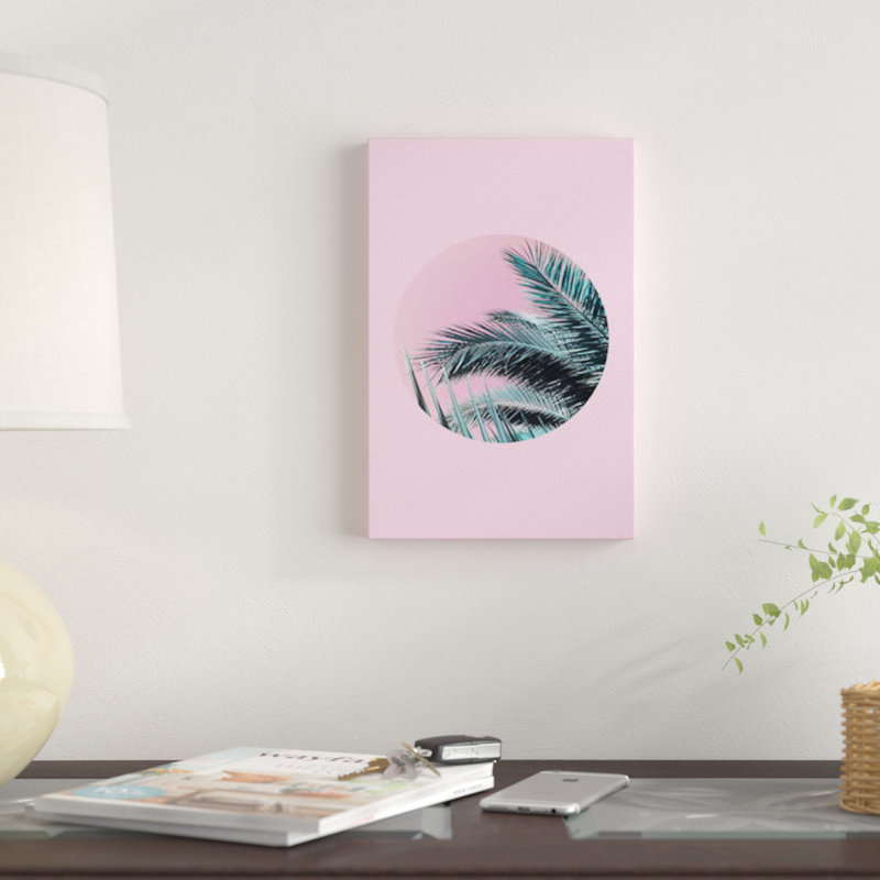 « palms on rose », impression sur toile, H 12 po x l 8 po x P 0,75 po, Pas de tapis, Toile tendue