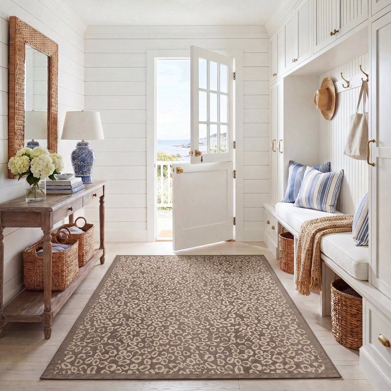 Tapis d'intérieur / extérieur à imprimé animal Amedee Performance, Rectangle 5 pi 3 po x 7 pi 7 po
