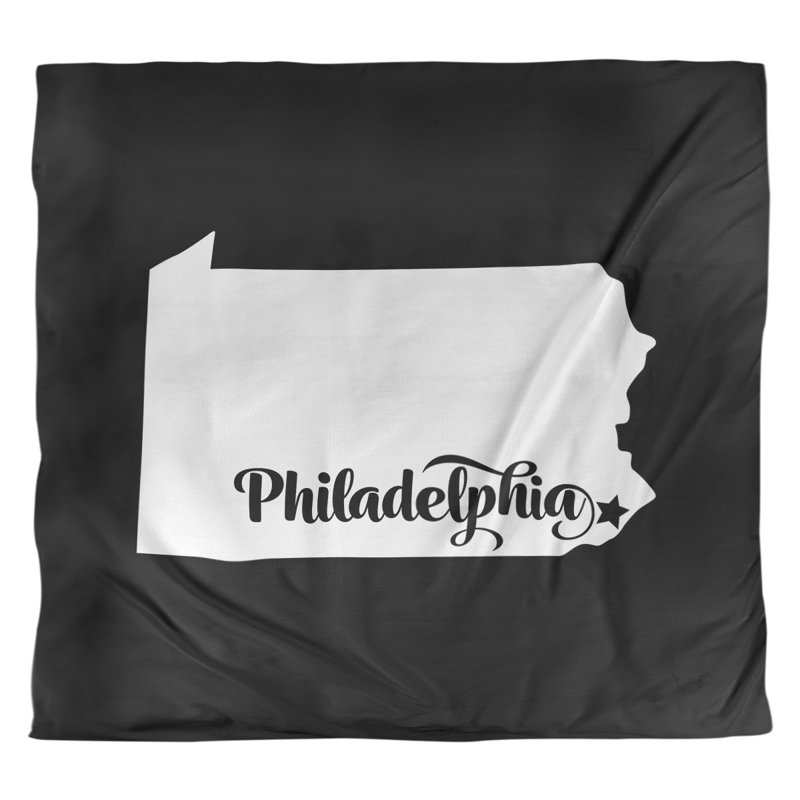 Housse de couette réversible simple Philadelphia Pennsylvania, Housse de couette pour grand lit, Noir, Microfibre