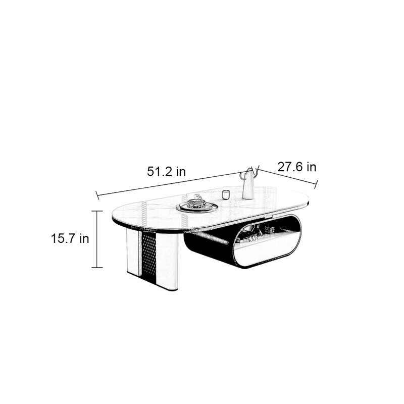 Table basse Modern, H 15,7 po x L 51,2 po x l 27,6 po, Doré