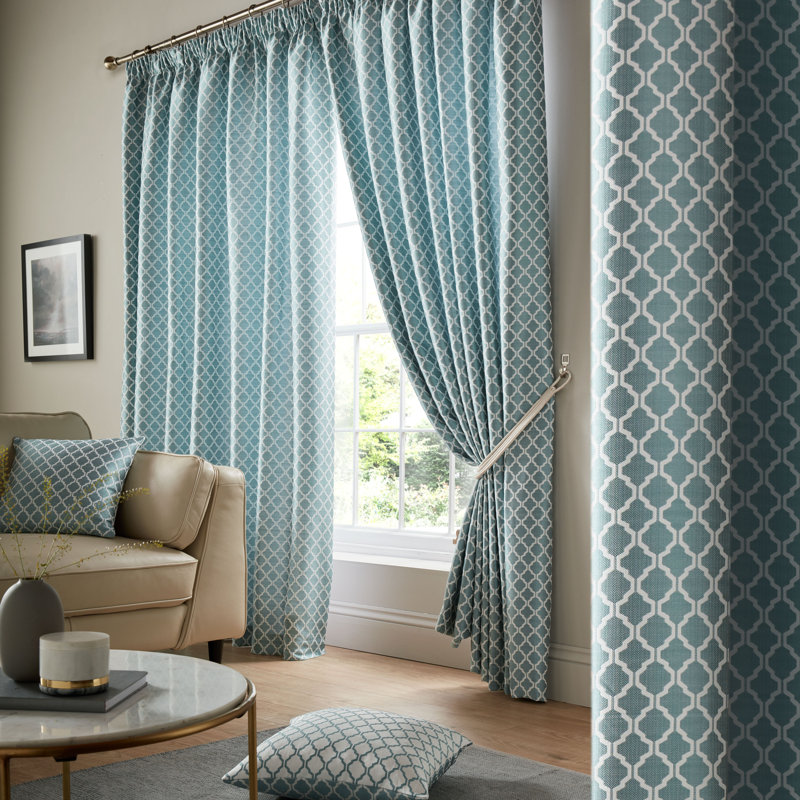 Dareece Cotswold Pencil Pleat Lined Curtains, Width 116 x Drop 182 cm, Teal