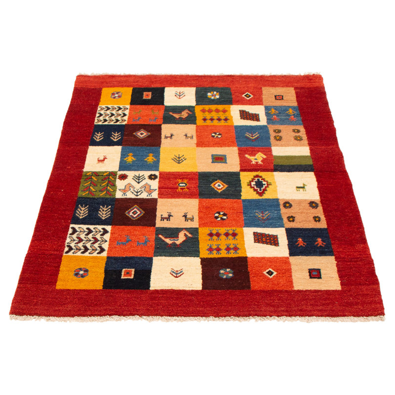 Tapis rouge foncé Mohsin Gabbeh 4 pi 9 po x 6 pi 9 po