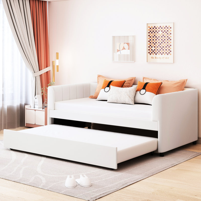 Lit de jour ergonomique simple beige avec rangement en velours extensible amovible et compact