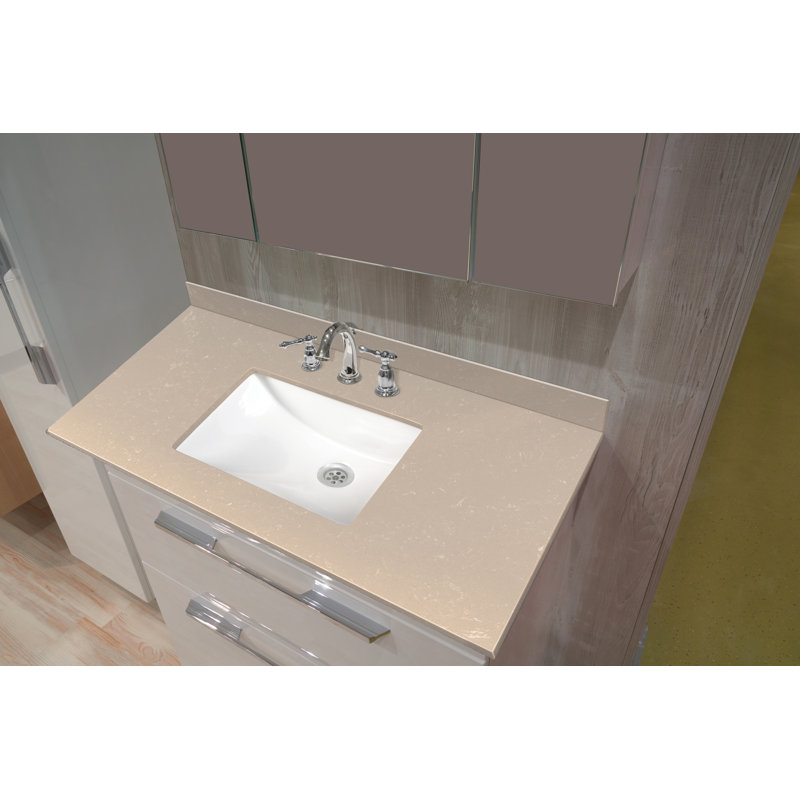 Sandino Sand 49-in White Engineered Marble Vanity Top with Rectangular Sink