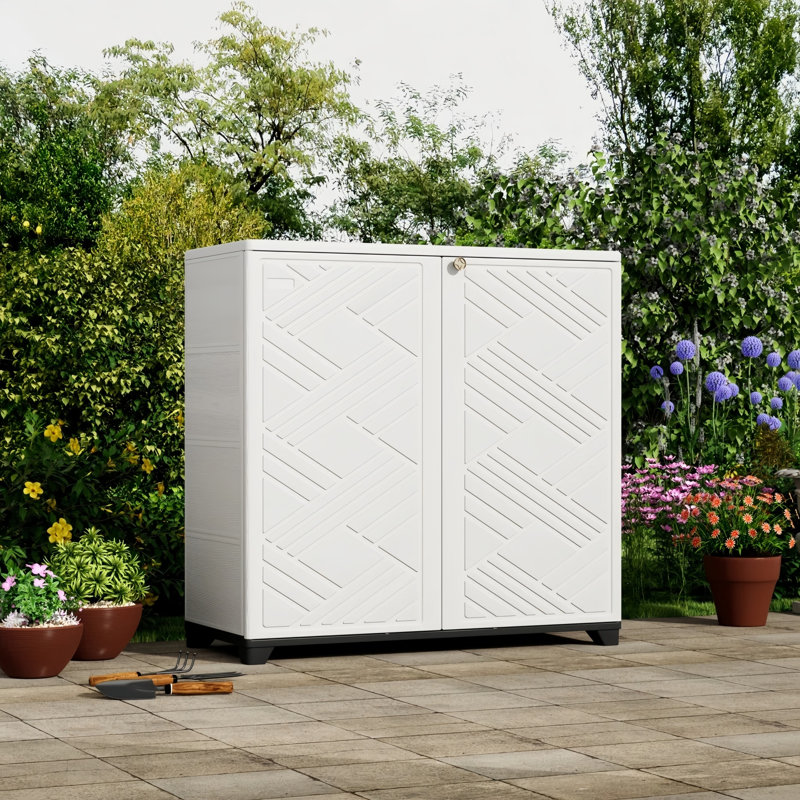  Decksplore 75 Gallons Diamond-shaped Weatherproof Outdoor Storage Cabinet, White