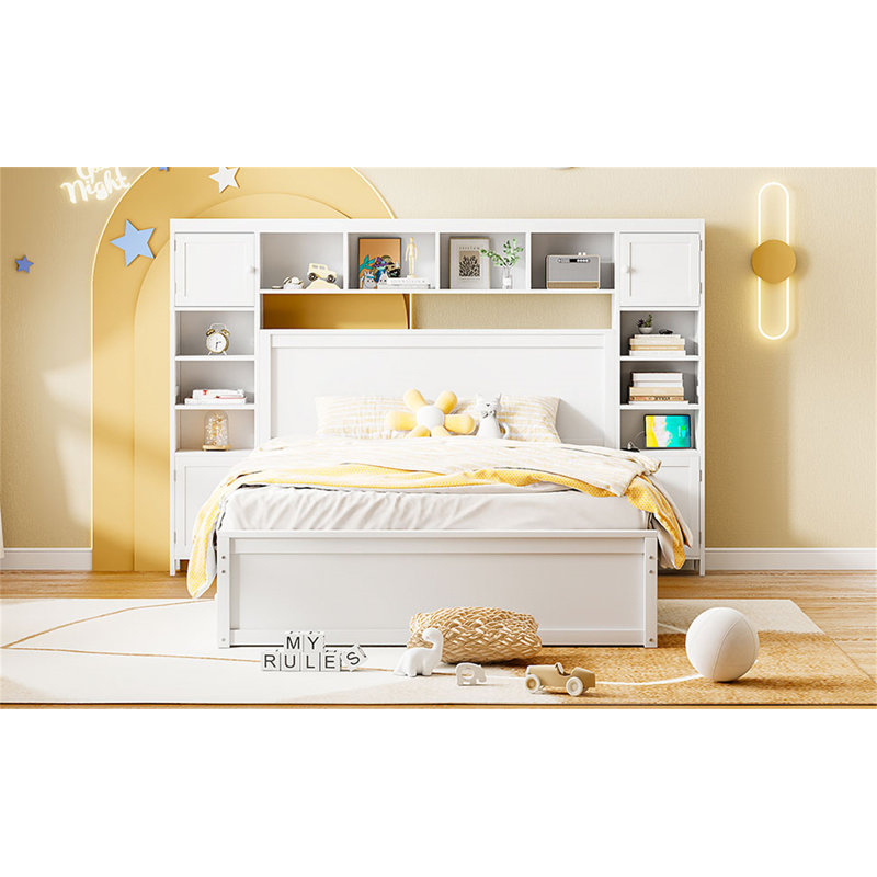 Lit en bois avec armoire tout-en-un, Blanc