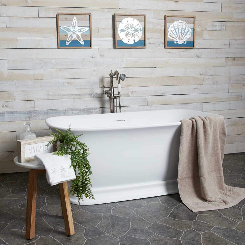 59'' x 31'' Soaking Acrylic Bathtub, White / Brushed Nickel