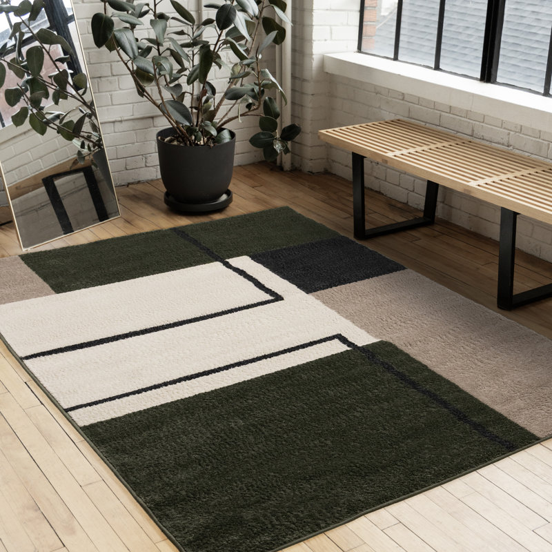 Mentko Power Loom Geometric Area Rug, Rectangle 6'7" x 9'6"