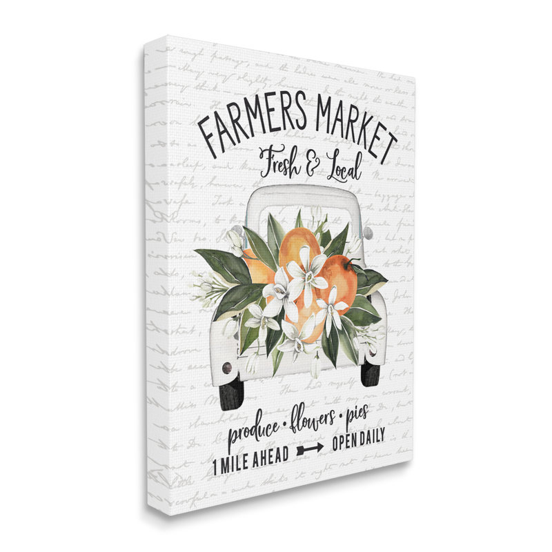 " Farmers Market Orange Blossom Truckload Rustic Sign " by Lettered And Lined, 48" H x 36" W x 1.5" D