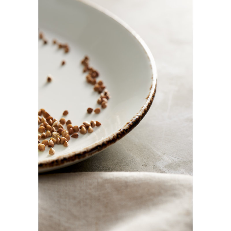 Assiette plate Slimline BLUE DAPPLE, Blanc / Brun