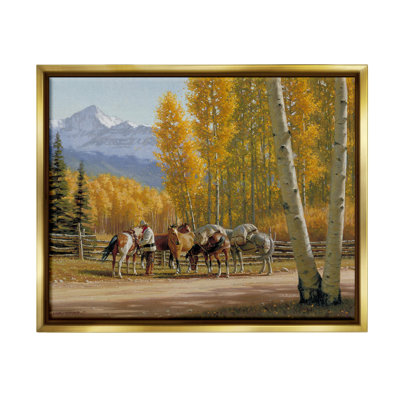 «Horses With Fall Foliage Floater Frame» par Jimmy Dyer sur