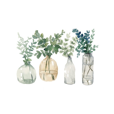 «Watercolor Botanical Glass Vases», reproduction d'art sur toile tendue