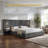 Unarosel King Size Upholstered Platform Bed with Headboard, Built-in Nightstands & Adjustable Lamps-109949495