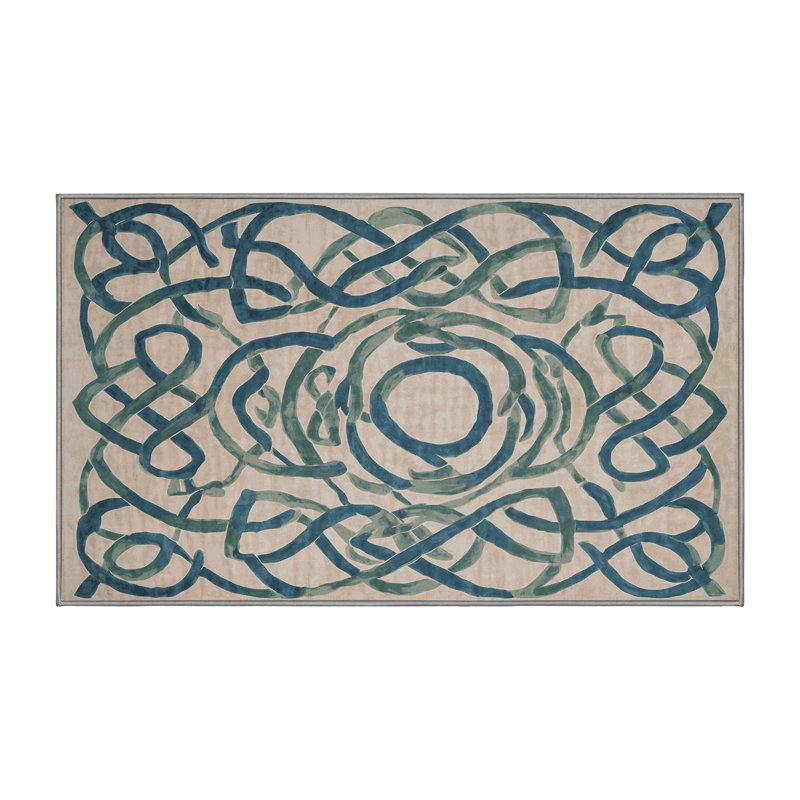 Machine Washable Gray Area Rug, Rectangle 7' x 9'