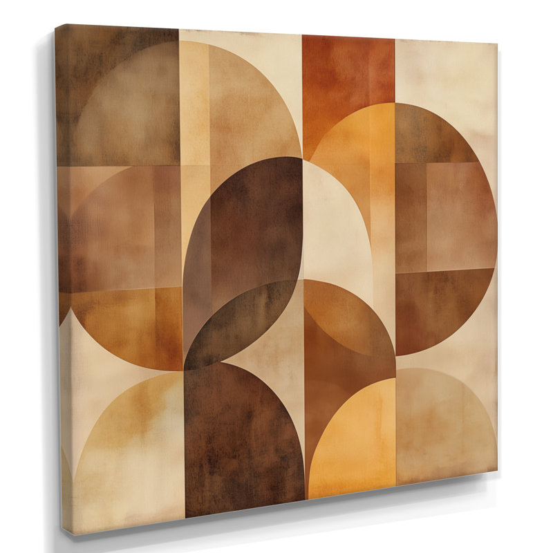 «Earth Tone», art mural abstrait, composition de ton terreux, toile terre cuite, H 44 po x l 44 po, Toile tendue