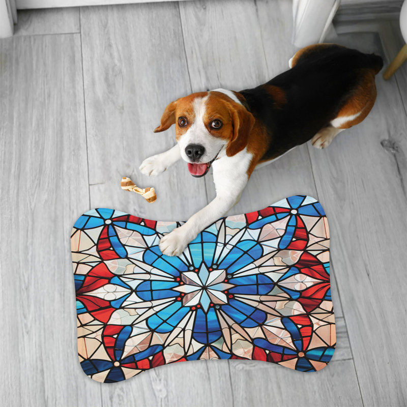 RWB Mosaic - 1 Piece Bone Shape Feeding Mat, Small (14")