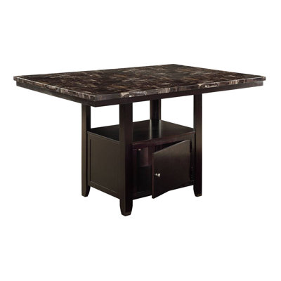 Dining Room 1Pc Counter Height Table W Shelve Storage Base Faux Marble Top Birch Wood MDF Dining Table