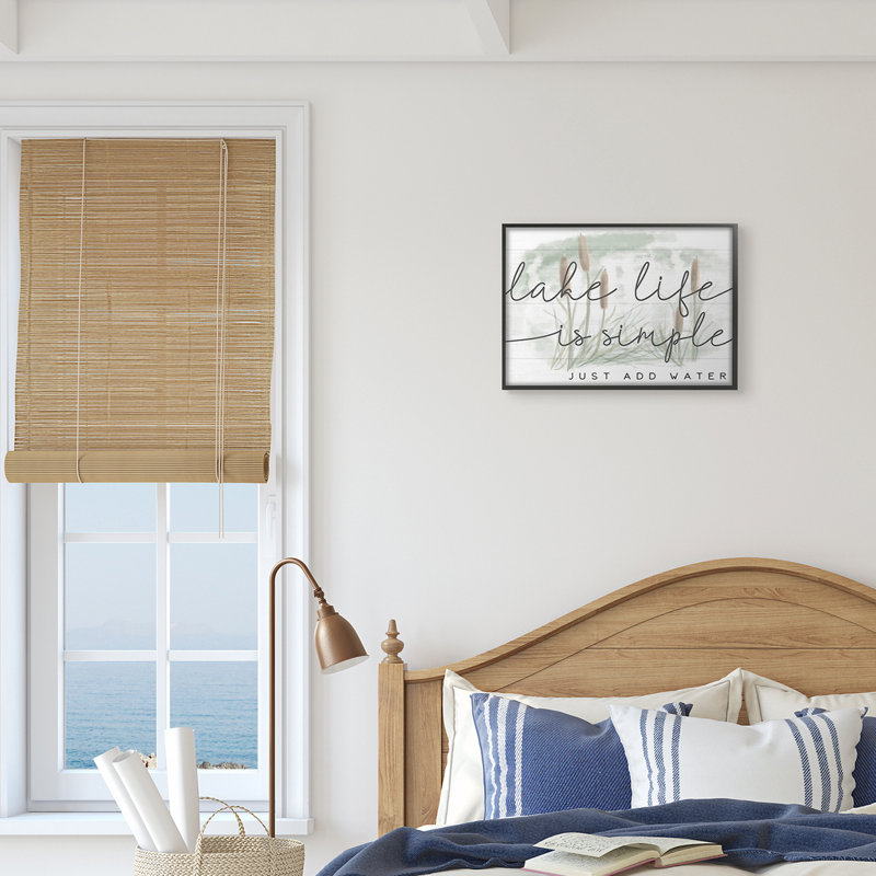 Plantes aquatiques à quenouilles Lake Life, Giclée encadrée noir minuit, H 11 po x l 14 po