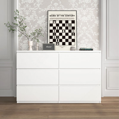 Armoire de rangement à 6 tiroirs, commode, organisateur de vêtements en bois, grande commode à 6 tiroirs, grand espace de rangement pour la chambre à coucher, le couloir et le vestibule