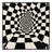 Machine Washable Pahola Art Deco Checkered Rug in Blue – Black Binding-137941200
