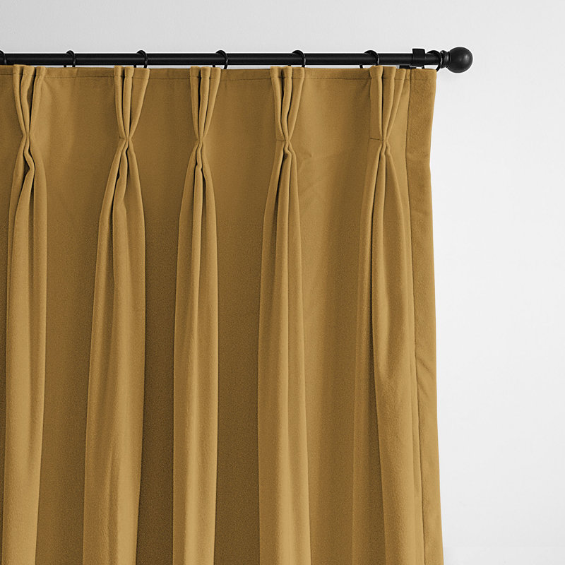 Velvet Room Darkening Curtain Pair, 20" x 84" , Yellow